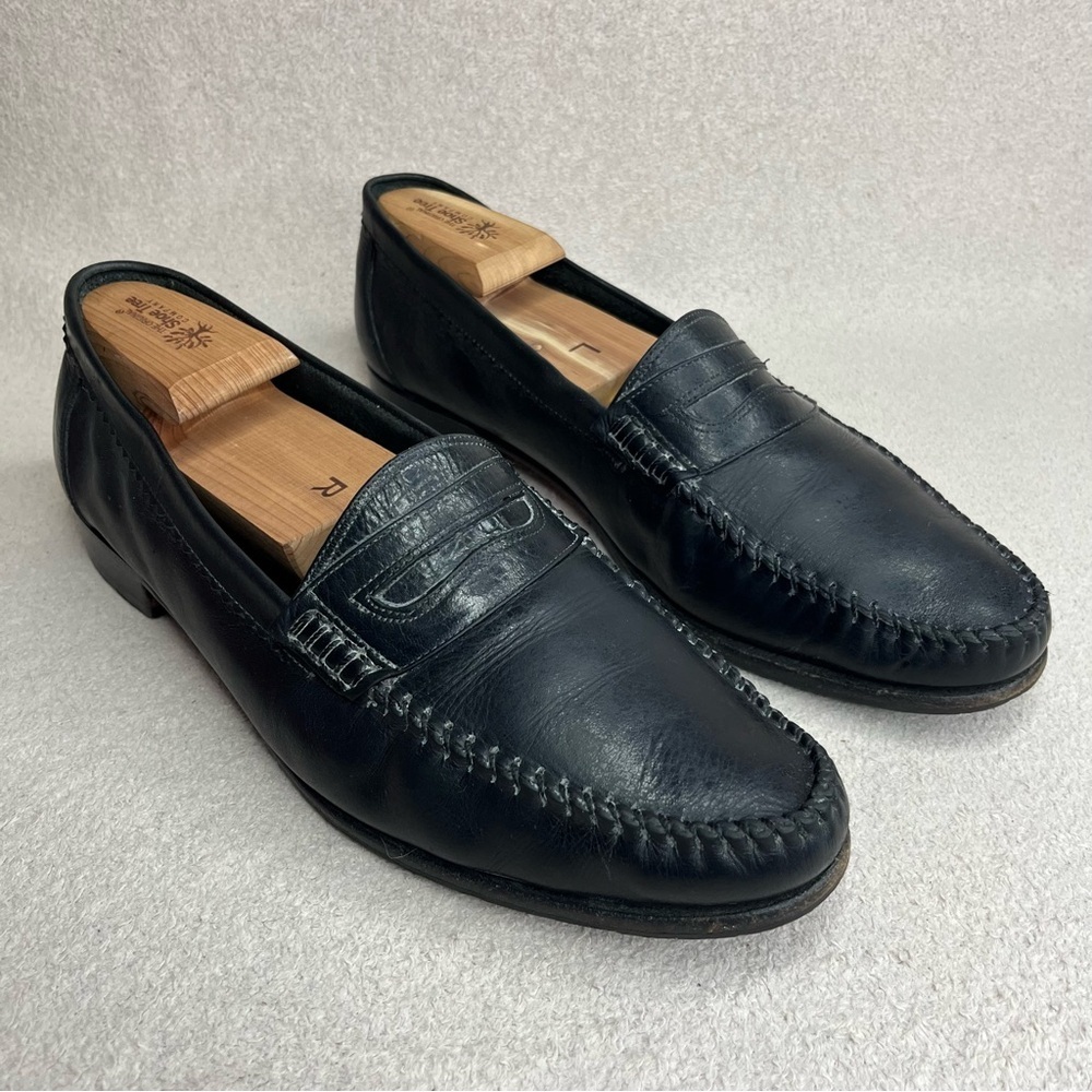 Vintage Ambassador Penny Loafers Mens 10.5 Black Leather Business Casual Classic